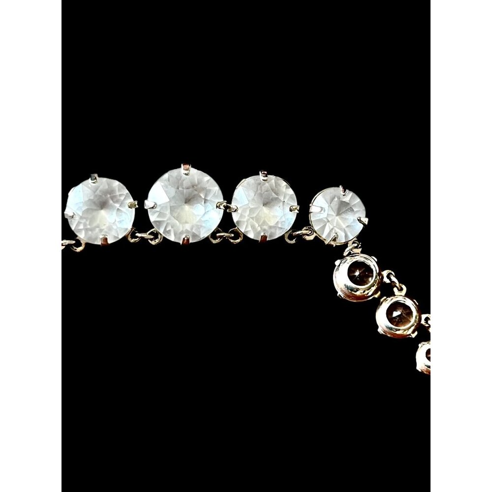 Clear Crystal Rhinestone Necklace open back Riviere style Vintage - Picture 8 of 10